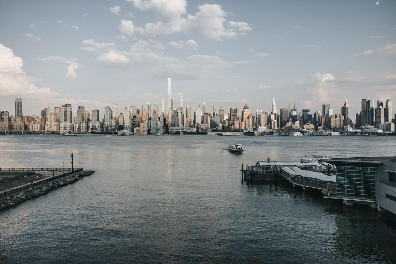 NYC skyline overlooking water