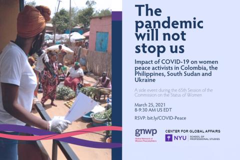 A screenshot of a promotional poster for a virtual event titled "The pandemic will not stop us" in 2021.