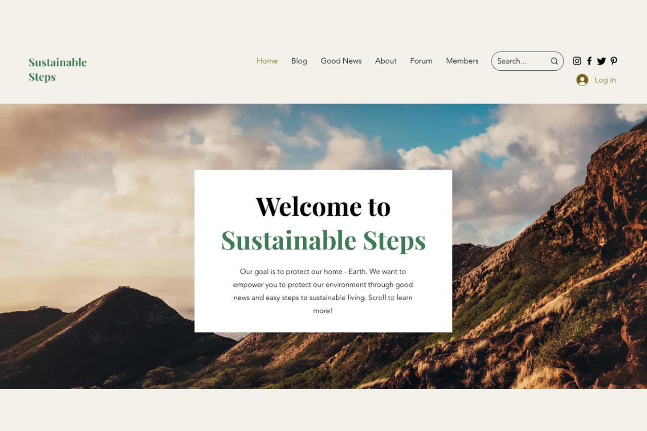 Web page design with mountain range