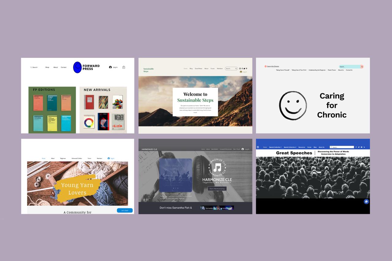 Array of student web designs