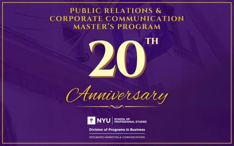 Public Relations & Corporate Communication Master's Program 20th Anniversary banner