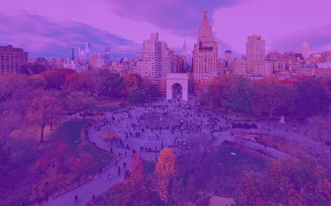 Over view of Washington Square Park with purple overlay