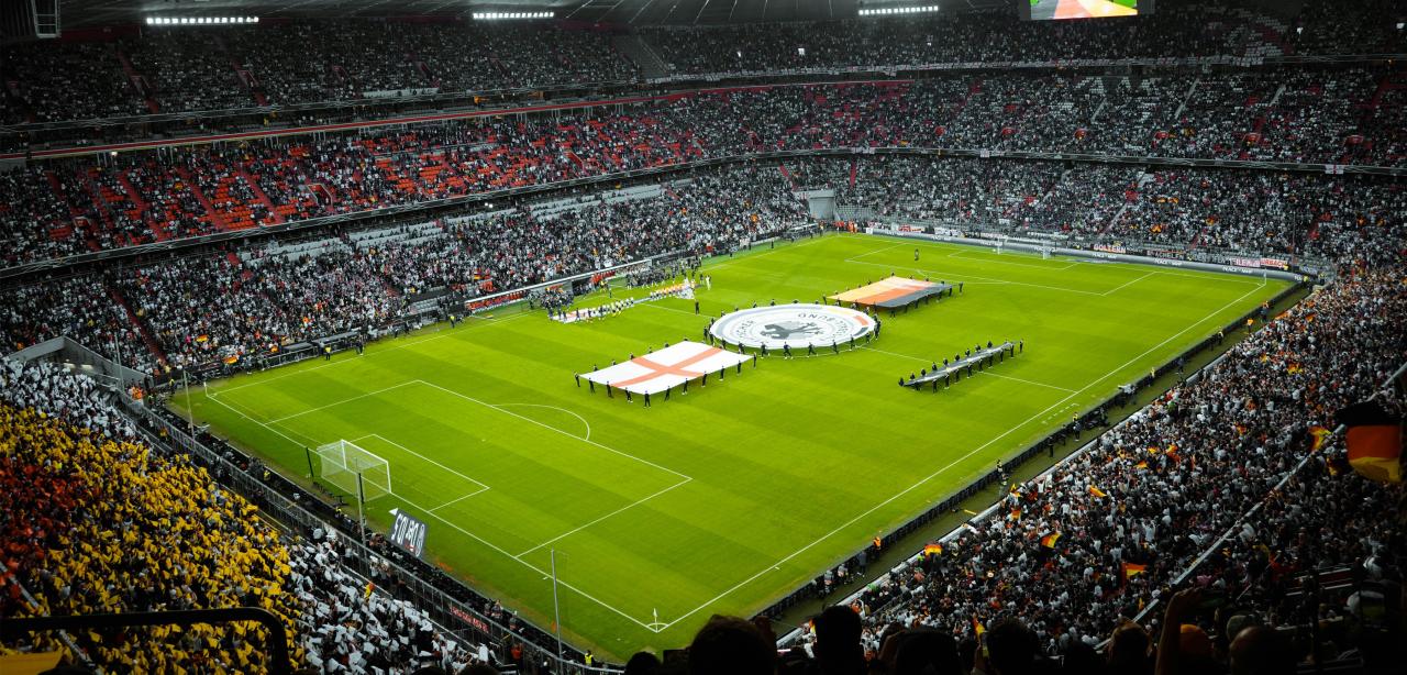 Aerial view of a soccer pitch.