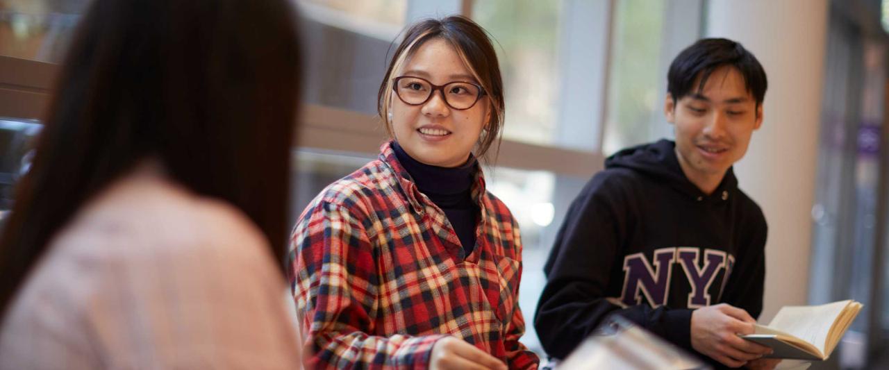 Students work together indoors